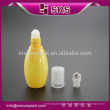 SRS Kosmetik leere Tasche Größe PET Rolle auf Flasche, 18ml Bulk Form gelb Kunststoff-Container für Gel mit Metall Ball und Deckel